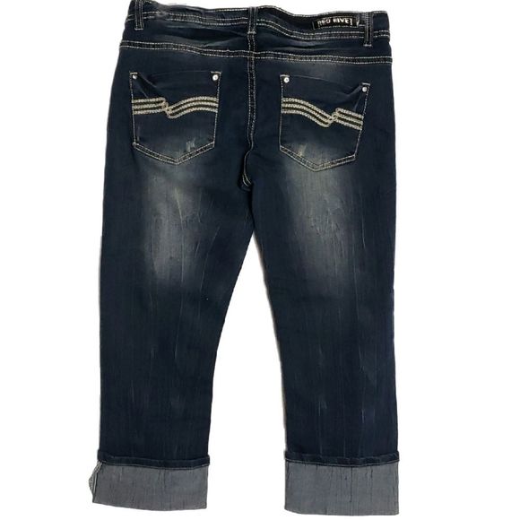 Red Rivot Denim - Red Rivot Distressed Capri Jeans 9